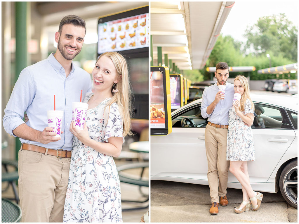 Sonic Drive in Engagement Photos with Katie & Alec photography Wedding Photographers in Birmingham, Alabama